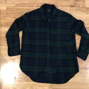 MADEWELL Flannel Oversized Boyshirt in Dark Plaid